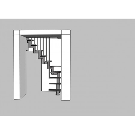 Лестница металлическая с деревянными ступенями для компактных пространств A-54